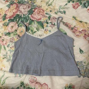 Baby Blue Laced Crop Tank Top - Size XS/S